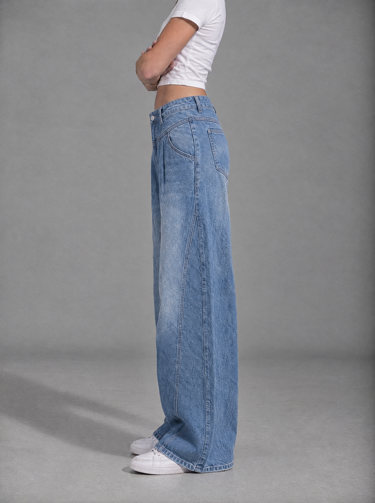 RARE Opal light blue barrel leg jeans, side view